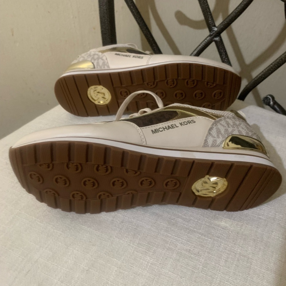 Michael Kors Women's Cream and Gold Sneakers - Picture 7 of 8